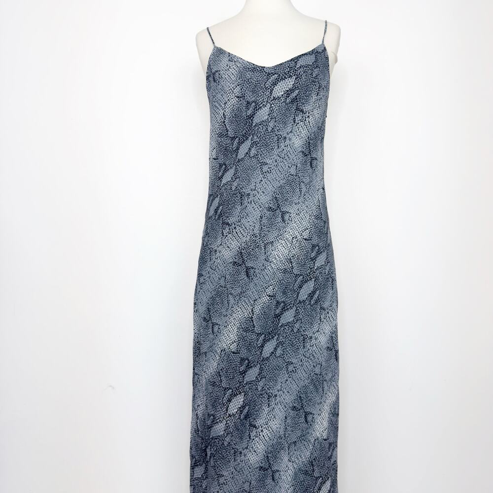 Vintage Lapis Los Angeles Silver Gray Animal Print Maxi Dress L